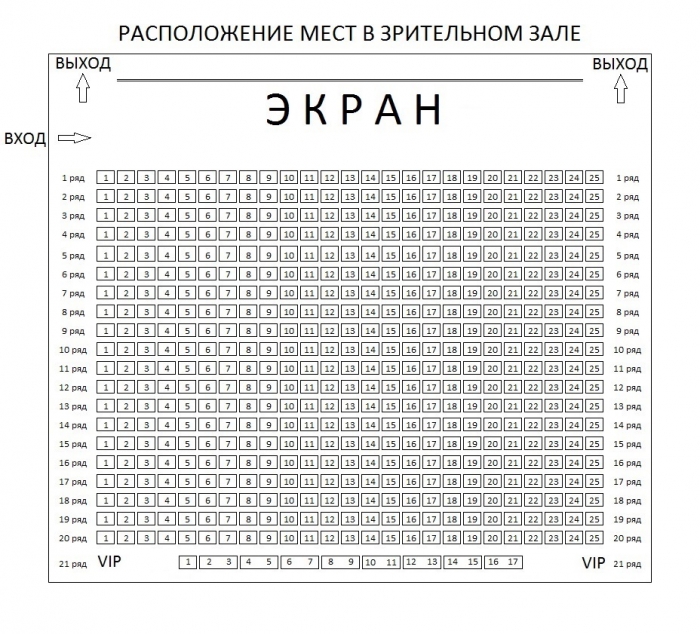 Схема зала Дома кино в Витебске