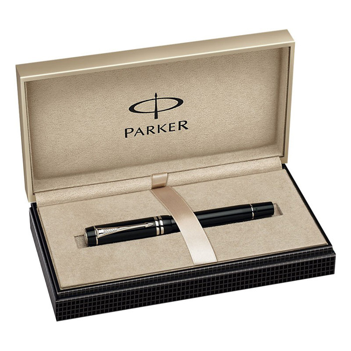 parker-duofold-black-chrome-trim-rollerball-pen-gift-box