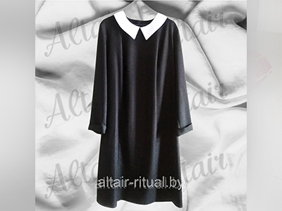Платье женское ритуальное черное с воротником