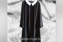 Платье женское ритуальное черное с воротником
